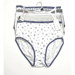 LAURA ASHLEY 5 PACK SOFT COTTON BRIEF PANTIES L ASSORTED FLORAL SOLIDS TAG FREE